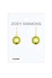 Peridot Crystal Round Drop Earrings - GF