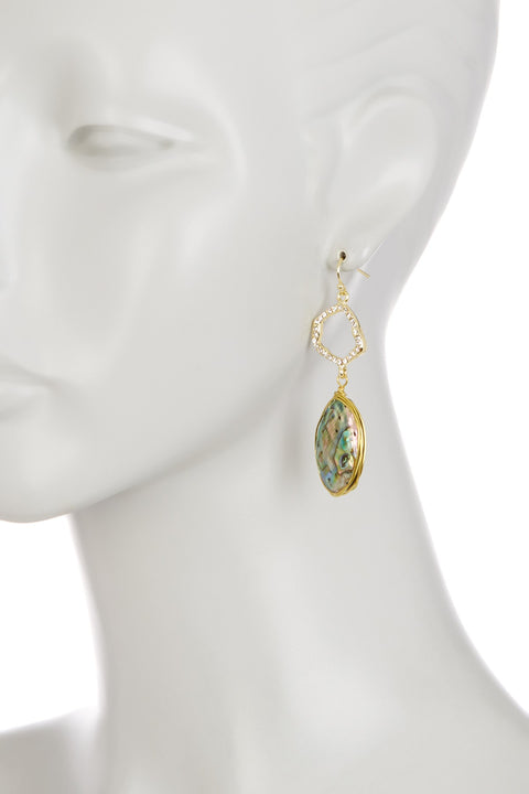 Abalone Shell Wire Wrapped Vintage Drop Earrings - GF