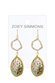 Abalone Shell Wire Wrapped Vintage Drop Earrings - GF