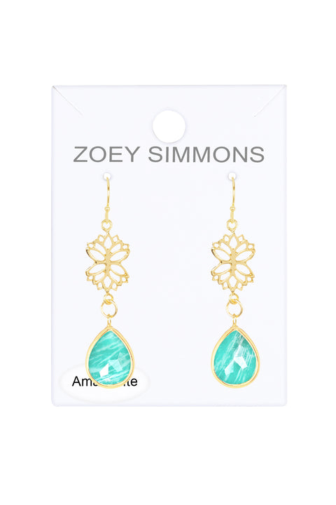 Amazonite & Lotus Drop Earrings - GF