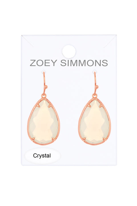 Moonstone Crystal Pear Cut Drop Earrings - SF