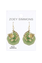 Green Aventurine Drop Earrings In Gold - GF