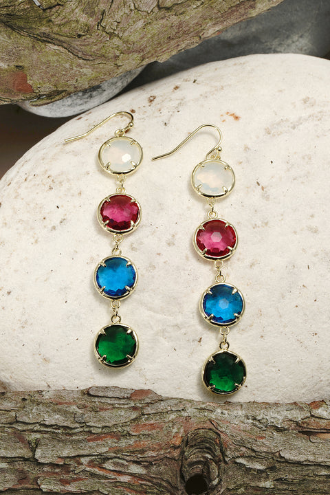 Mixed Crystal Station Earrings - GF