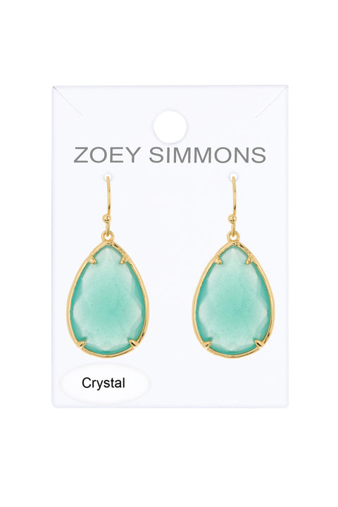 Amazonite Crystal Pear Cut Drop Earrings In Gold - GF
