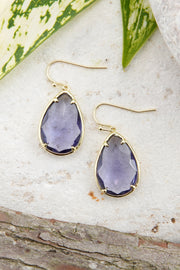 Lavender Crystal Pear Cut Drop Earrings In Gold - GF