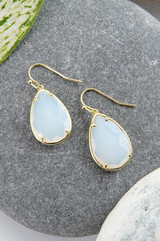 Moonstone Crystal Pear Cut Drop Earrings In Gold - GF