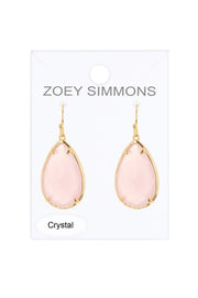 Rose Crystal Pear Cut Drop Earrings In Gold - GF