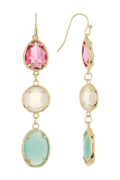 Amazonite Crystal & Raspberry Crystal Drop Earrings - GF