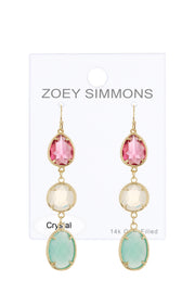 Amazonite Crystal & Raspberry Crystal Drop Earrings - GF