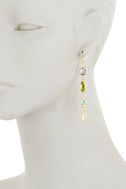 Peridot Crystal & Mixed Crystal Drop Earrings - GF