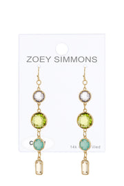 Peridot Crystal & Mixed Crystal Drop Earrings - GF