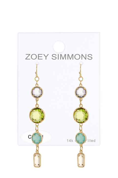 Peridot Crystal & Mixed Crystal Drop Earrings - GF