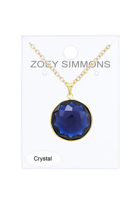 London Blue Crystal Pendant Necklace - GF