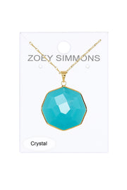 Amazonite Crystal Fancy Cut Octagon Pendant Necklace - GF