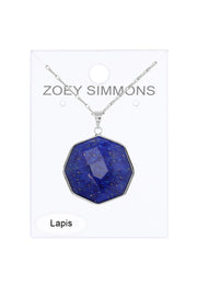 Lapis Fancy Cut Octagon Pendant Necklace - SF