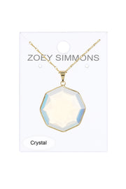 Moonstone Crystal Octagon Pendant Necklace - GF