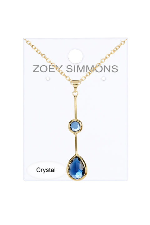 London Blue Crystal Pendant Necklace - GF