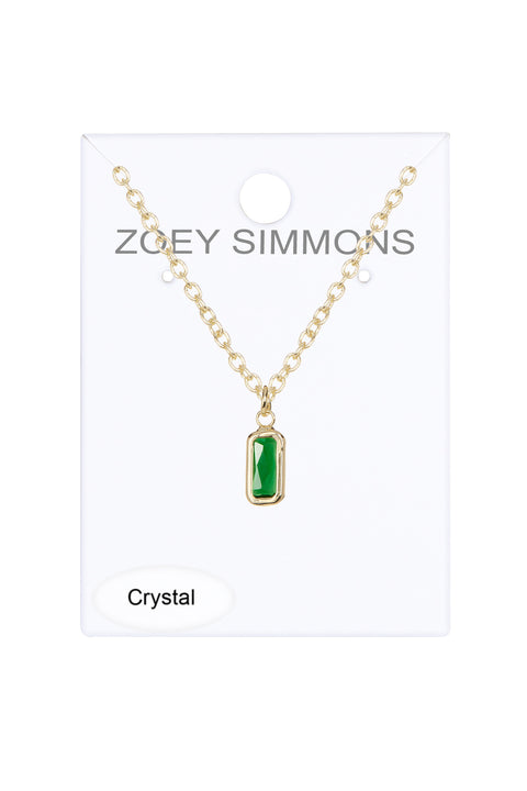 Emerald Crystal Rectangle Necklace - GF