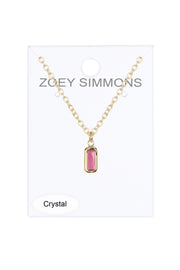 Raspberry Crystal Charm Necklace - GF
