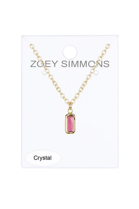 Raspberry Crystal Charm Necklace - GF