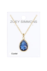 London Blue Crystal Teardrop Necklace - GF