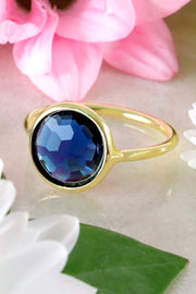 London Blue Crystal Round Ring - GF