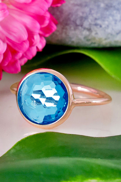 Swiss Blue Crystal Lollipop Ring - SF