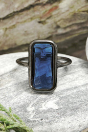 London Blue Crystal Ring In Gunmetal - SF