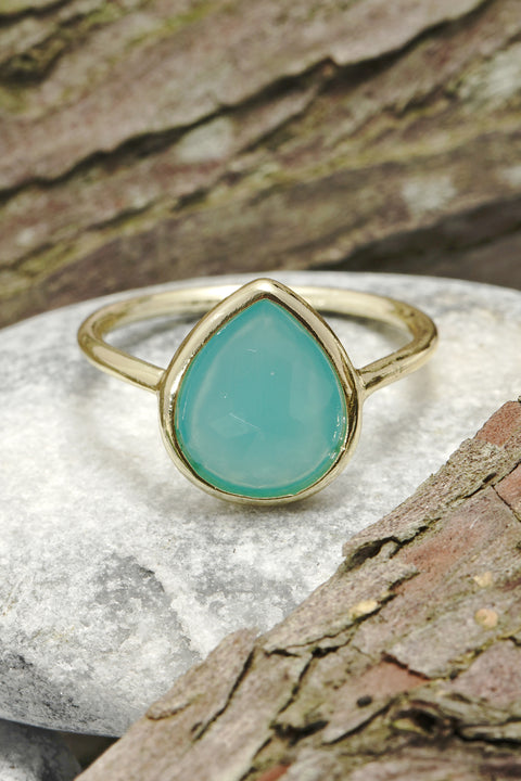 Amazonite Crystal Pear Ring - GF