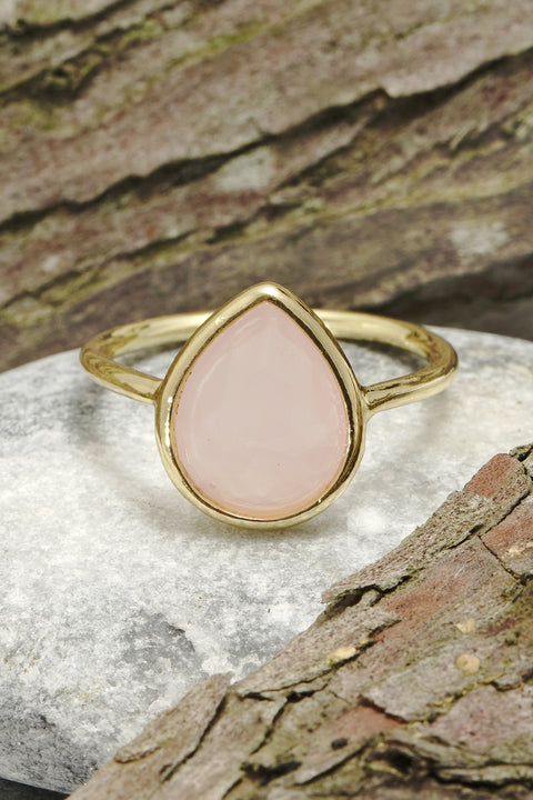 Rose Crystal Teardrop Ring - GF