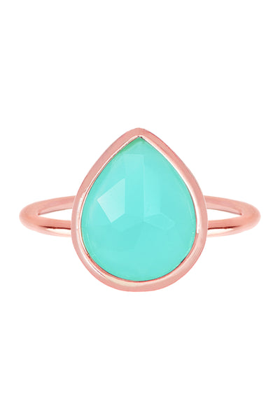 Amazonite Crystal Ring In Rose Gold - SF