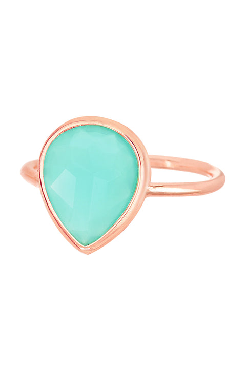 Amazonite Crystal Ring In Rose Gold - SF