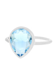 Sky Blue Crystal Teardrop Ring - SF