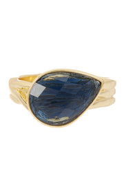 London Blue Crystal Teardrop Ring - GF