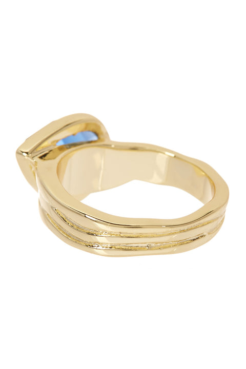 London Blue Crystal Teardrop Ring - GF