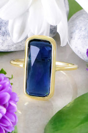 London Blue Crystal Rectangle Ring - GF