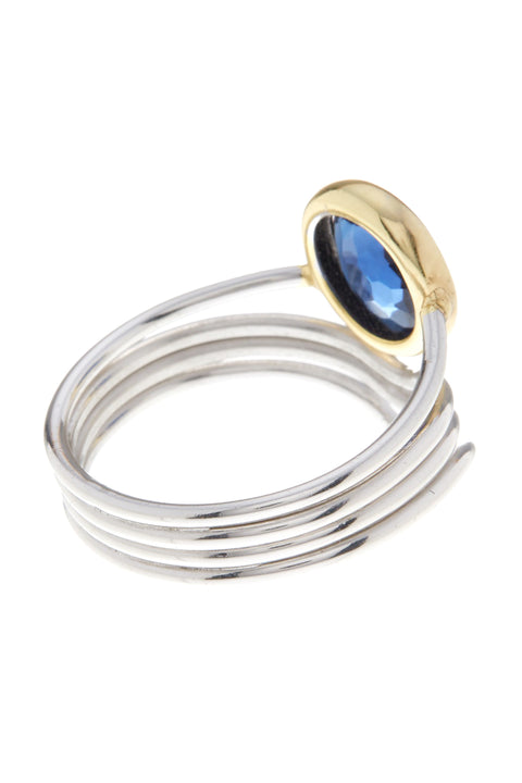 London Blue Crystal & Two-Tone Freeform Ring - SF