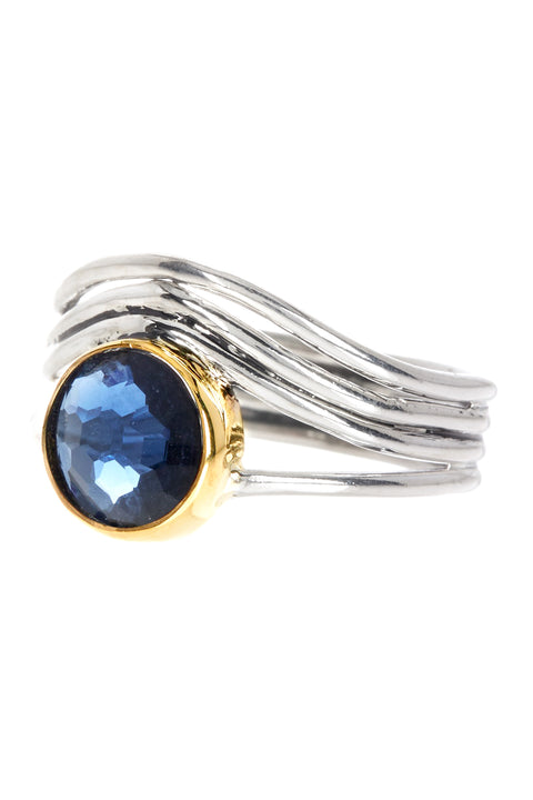 London Blue Crystal & Two-Tone Freeform Ring - SF