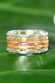 Tri Tone 5 Pc Stack Ring Set - SF