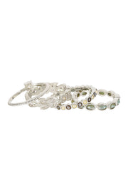 Faux Pearl & CZ Stack Ring Set - GF