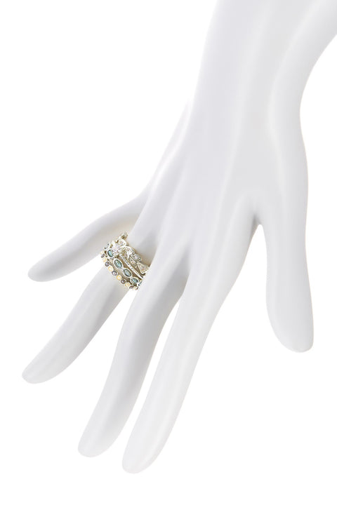 Faux Pearl & CZ Stack Ring Set - GF