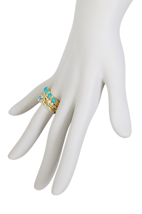 Turquoise & CZ Stack Ring Set - GF