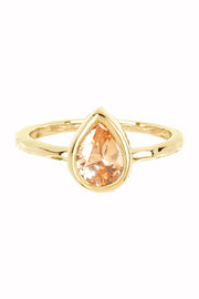 Citrine Cubic Zirconia Pear Shaped Ring - GF