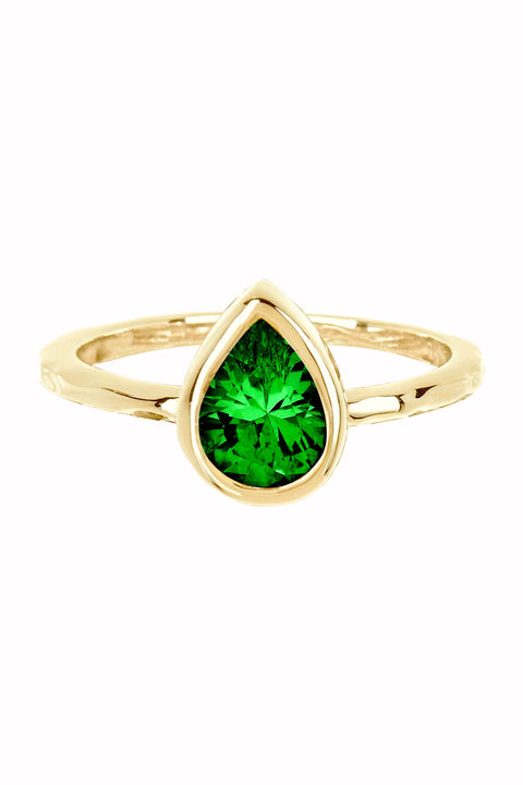 Emerald Cubic Zirconia Pear Shaped Ring - GF