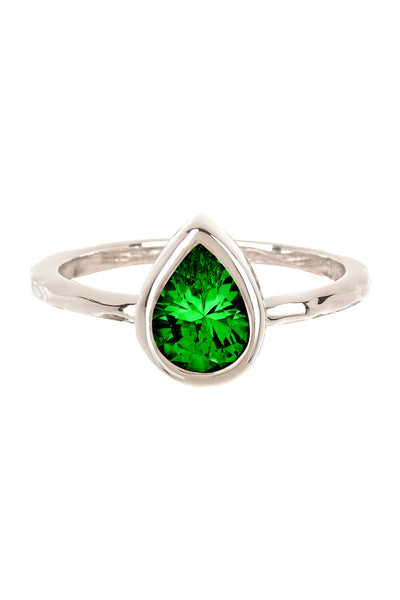 Emerald Cubic Zirconia Pear Shaped Ring - SF