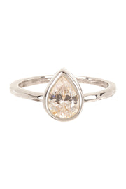White CZ Cubic Zirconia Pear Shaped Ring - SF