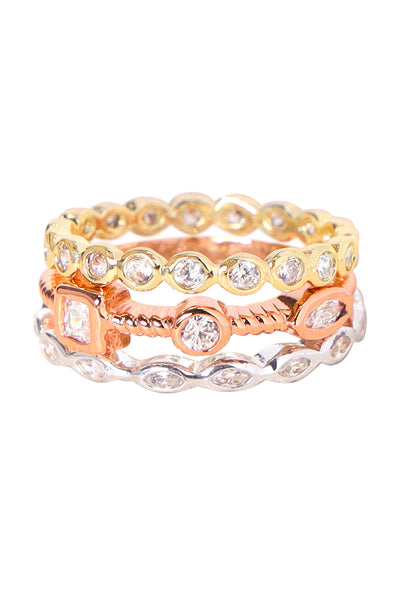 Stack Ring Set In Tri Color - SF