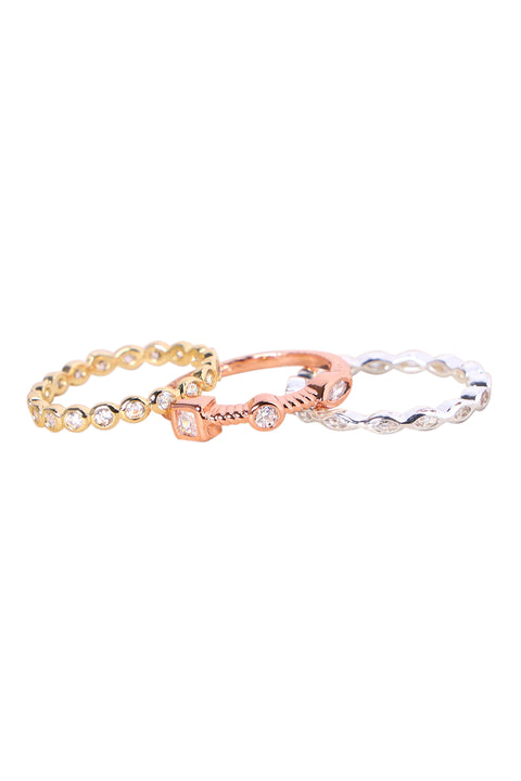 Stack Ring Set In Tri Color - SF
