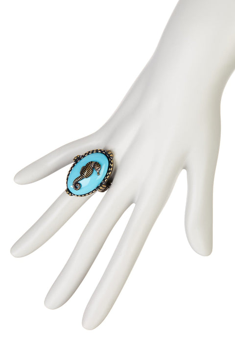 Created Turquoise & Seahorse Statement Ring - AG