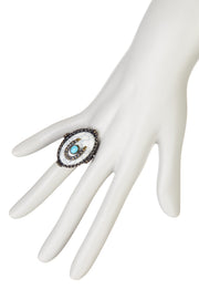 Howlite & Turquoise Howlite Horseshoes Statement Ring - AG